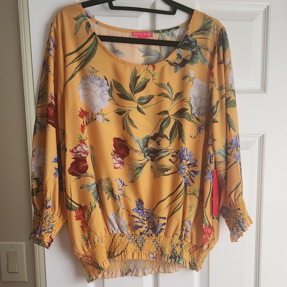 Yellow floral print top